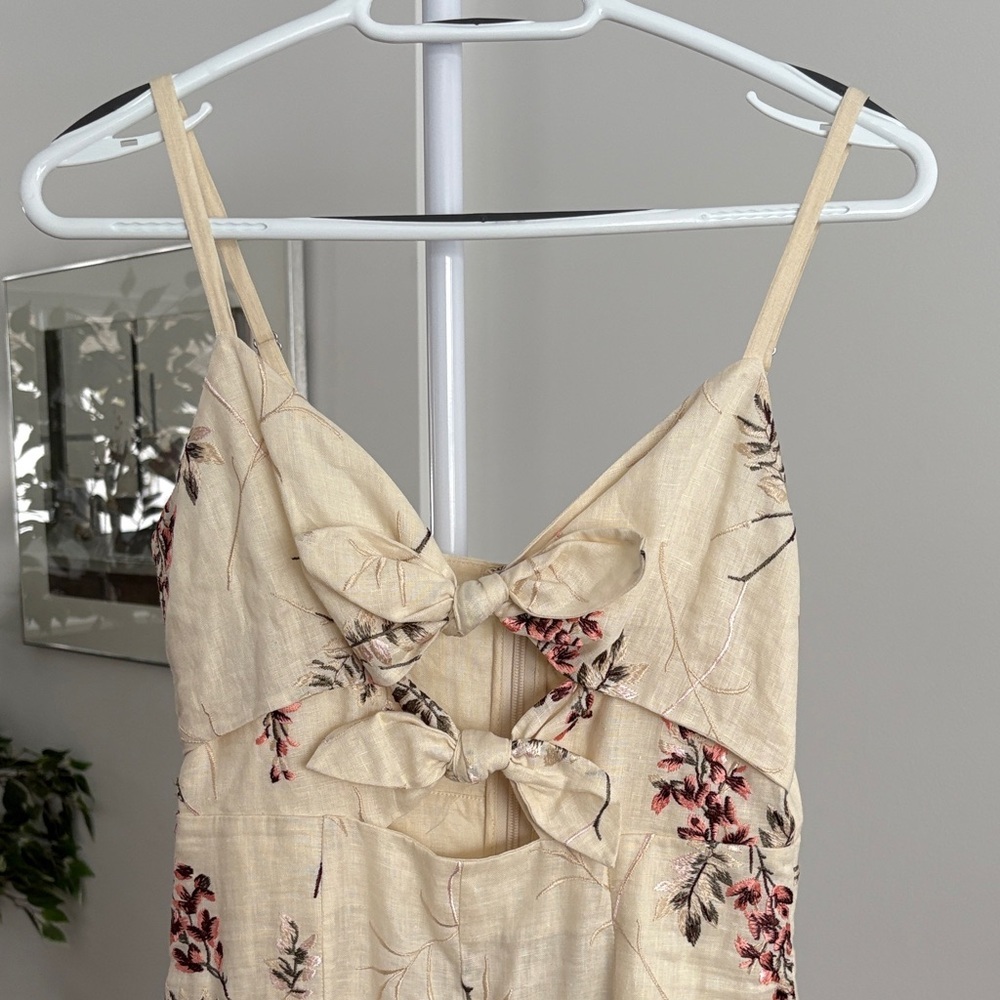 Rebecca Taylor Floral Cream linen Jumpsuit - Picture 2 of 3